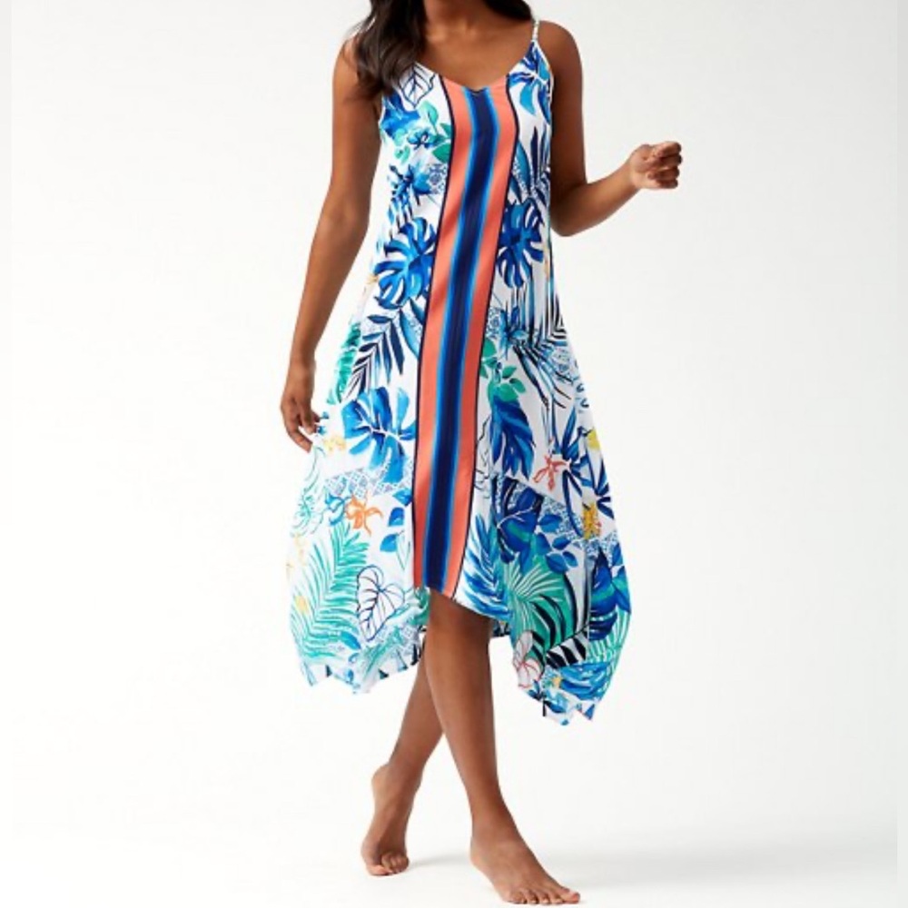 Tommy Bahama Palm Party Scarf Handkerchief Dress or Beach Pool Swim Cover Up XS - Picture 1 of 11